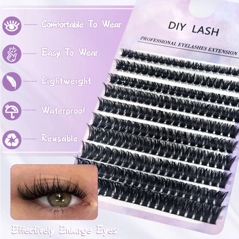 Description Picture 3 of item200 Clusters - 40D/60D/80D-D I Y Eyelashes, Fluffy and Thick 3D Eyelash Extensions, 9-16mm Mixed Length