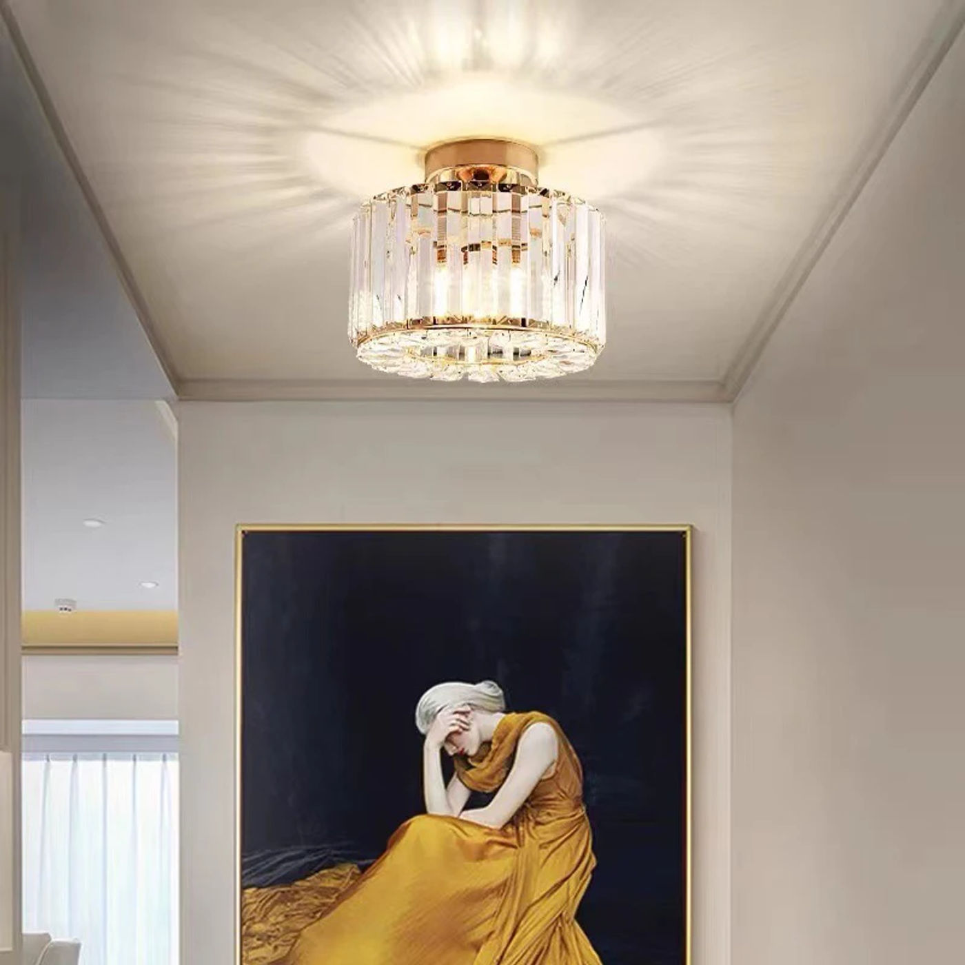 Description Picture 3 of itemModern Crystal Ceiling Light Corridor Channel Ceiling Lamp Balcony Aisle Lamp Home Foyer Track Light Kitchen Home Decoration