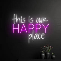 This Is Our Happy Place Neon Sign, This Is Our Happy Place LED Light, Custom Text Neon Light, Personalized Room Decor Led Sign