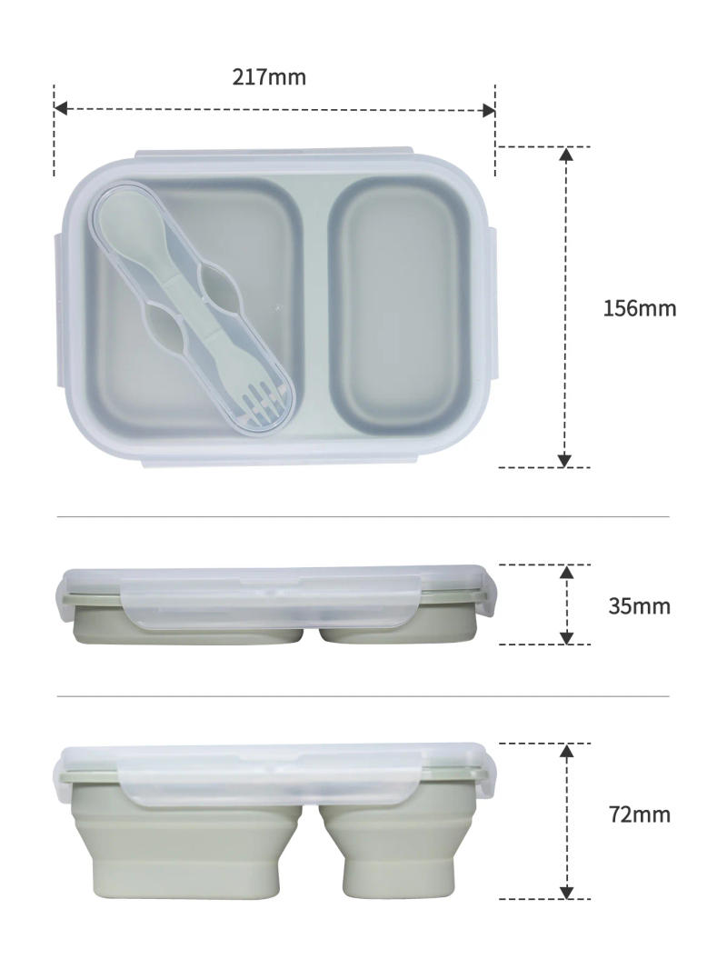 Description Picture 5 of item1 Pcs Food Storage Folding Lunch Box Silicone Portable Microwave Lunch Box Salad Fruit Food Container Storage Tableware Picnic