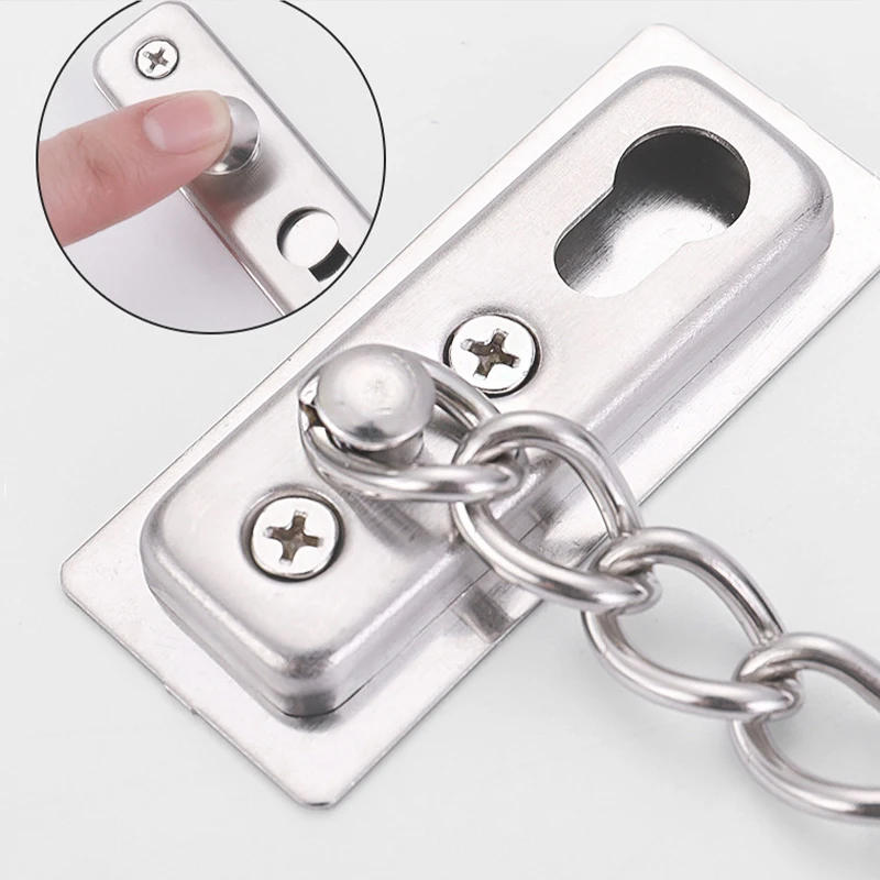 Description Picture 4 of item2PCS Stainless Steel Anti-theft Door Chain Security Chain Door Lock Chain Anti-theft Buckle Chain No Punching Installation