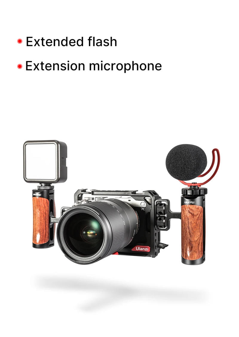 Description Picture 6 of itemULANZI R075 Universal Camera Cage Side Handle for Sony Canon Nikon Camera Cage Wooden Handle Grip Cold Shoe for Mic Video Light