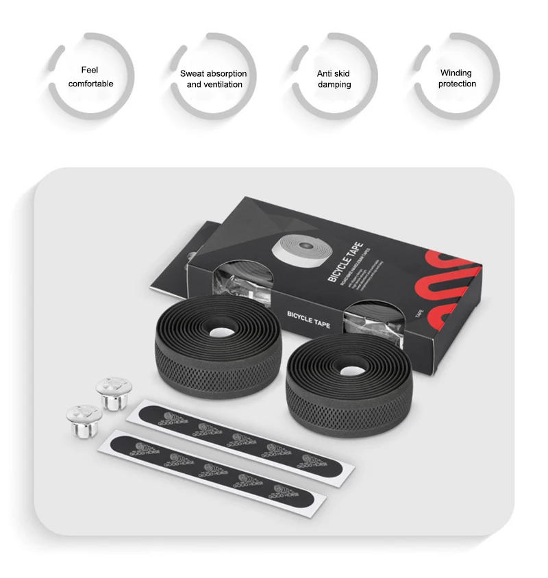 Description Picture 6 of item2pcs Bicycle Handlebar Tape Breathable Soft Wrap Sweat-absorbing Non-slip Handlebar Belt Shock Absorption Bicycle Accessories