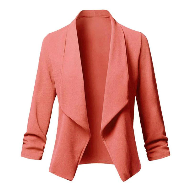 Description Picture 5 of itemWomen Thin Blazers Cardigan Coat 2025 Long Sleeve Female Blazers and Jackets Ruched Asymmetrical Casual Business Suit Outwear