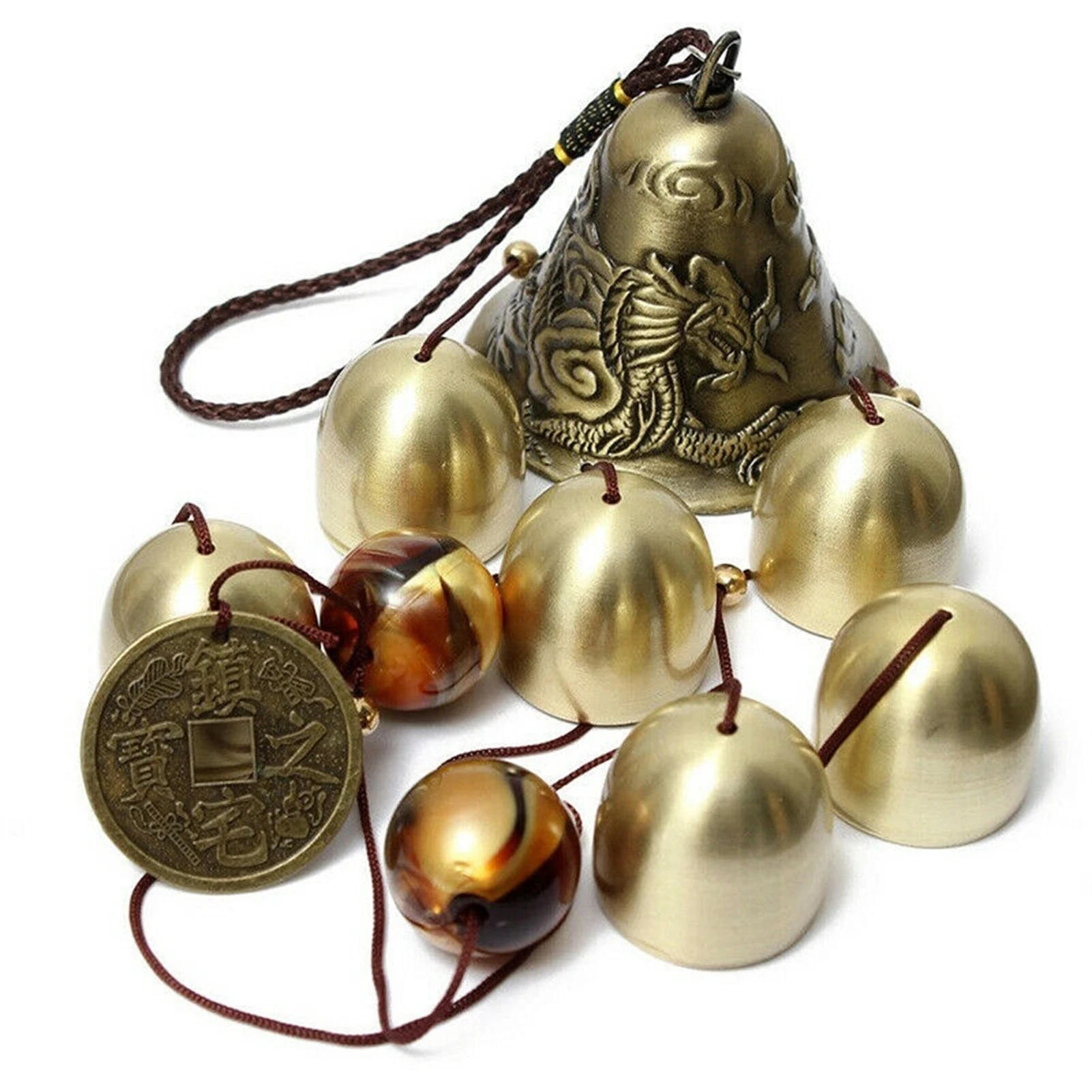 Description Picture 2 of item6 Copper Bells Outdoor Metal Wind Chimes Yard Garden Hanging Ornament Decor