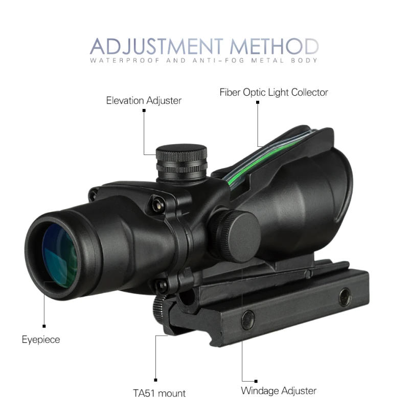 Description Picture 3 of item4X32 Hunting Riflescope Real Fiber Optics Grenn Red Dot Illuminated Etched Reticle Tactical Optical Sight