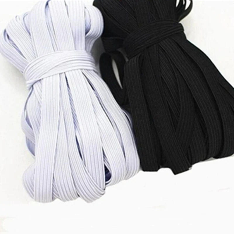 Description Picture 6 of item3/5/6/8/10/12mm 5yards Hight Elastic Bands Spool Sewing Band Flat Elastic Cord White and Black Diy Handmade Accessories