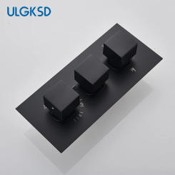 Thermostatic 3/4 ways Black Bathroom Shower Valve Shower Faucet Temperature Control Triple Handles Brass Water Outlet Mixer Tap