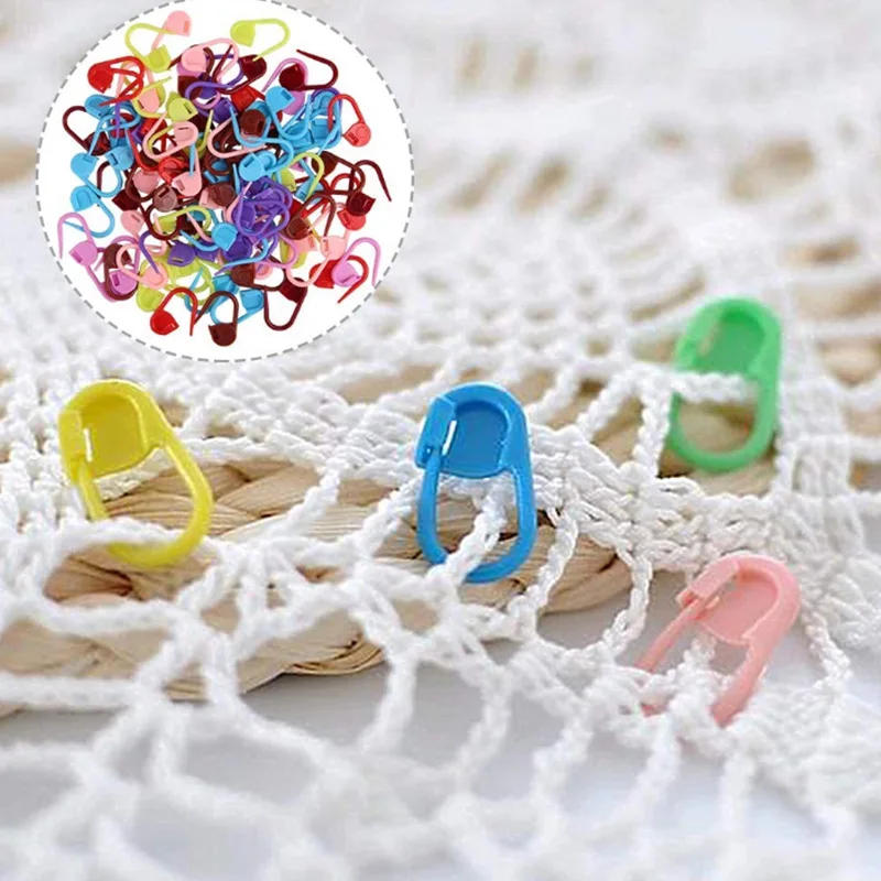 Description Picture 4 of item100Pcs Mix Color Small Plastic Sew Pin Knit Locking Stitch Markers Crochet Latch Knitting Tools Needle Clip Hook Sewing Tool