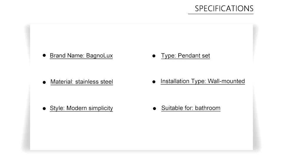 Description Picture 6 of itemBlack Bath Hardware Set Wall-mounted Stainless Steel Clothes hook Toilet Paper Holder Towel Bar Kitchen Bathroom Accessories