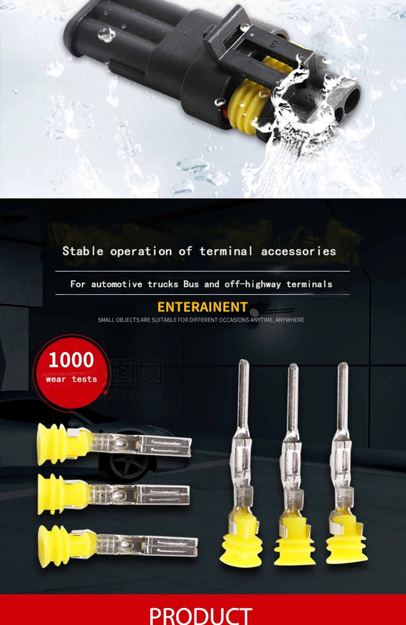Description Picture 5 of item5 Sets 2 Pin 1.5mm Connectors,DJ7021-1.5 Waterproof Electrical Wire Connector Plug, Xenon lamp connector Automobile Connectors
