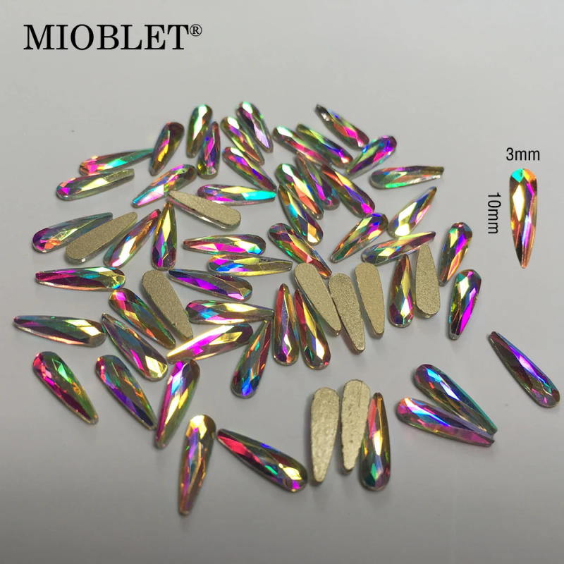 Description Picture 2 of item10pc Crystal AB 3D Nail Art Rhinestones Gems Flatback Stones DIY Decorations Manicure Diamond Jewelry Different Shapes For Nails