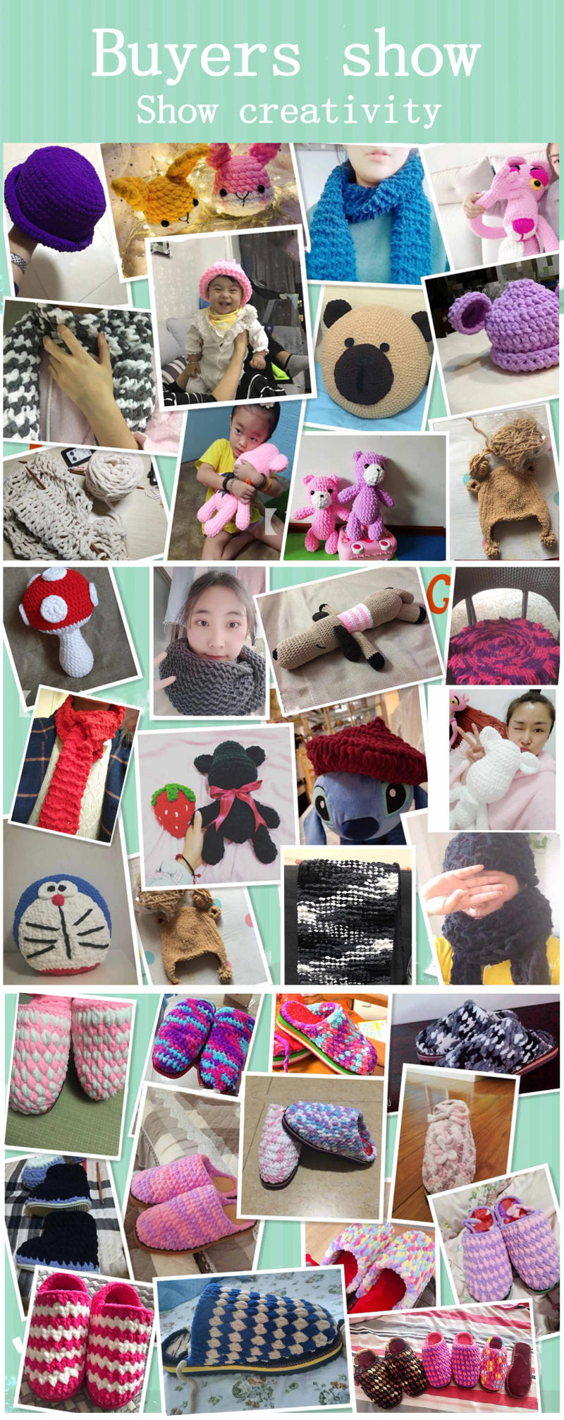 Description Picture 6 of item100g/ball Soft milk cotton blends polyester blended chenille wool yarn Chunky for hand Knitting DIY Crochet hat scarf thread fur