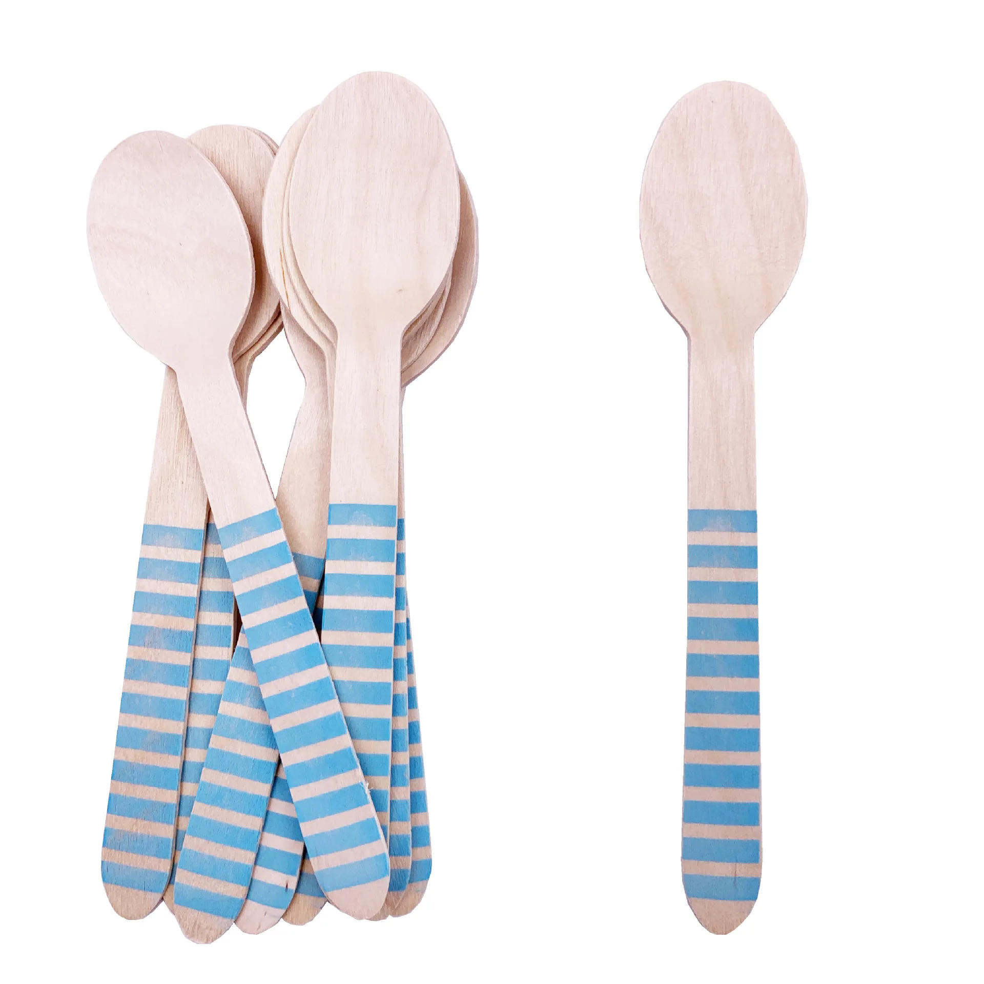 Description Picture 3 of item16pc Wooden Blue Pink Fork Knife Spoon Disposable Tableware Kids Baby Shower Supplies Wedding  Happy Birthday Party Decor