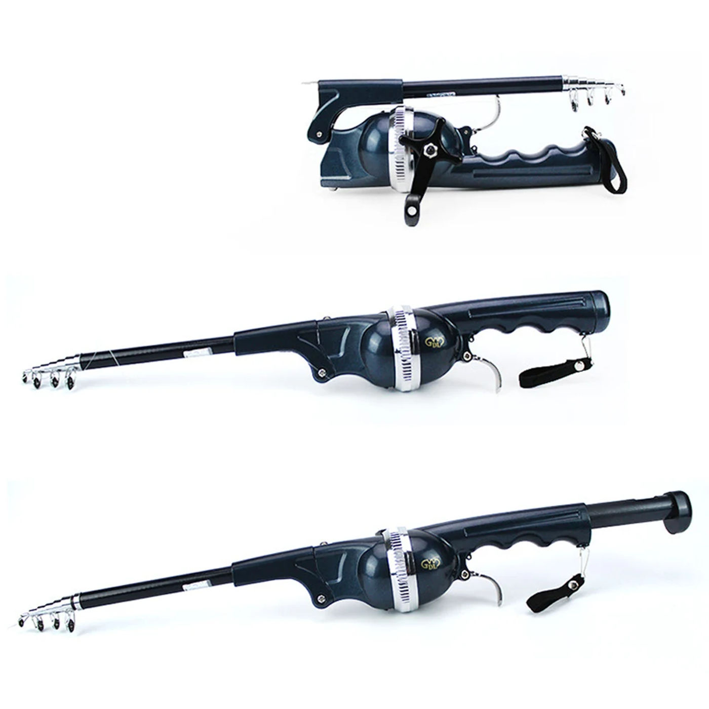 Description Picture 5 of item1Set/Bag Portable Folding Mini Fishing Rod Telescopic Epoxy Resin Poles with Reel Line Travel Rods for Fish Folded Spinning Rod
