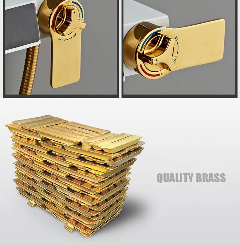 Description Picture 5 of itemThermostatic Shower System Bathroom Smart Digital Shower Set Wall Mount Hot Cold Bath Faucet Square Spray SPA Rainfall White Tap