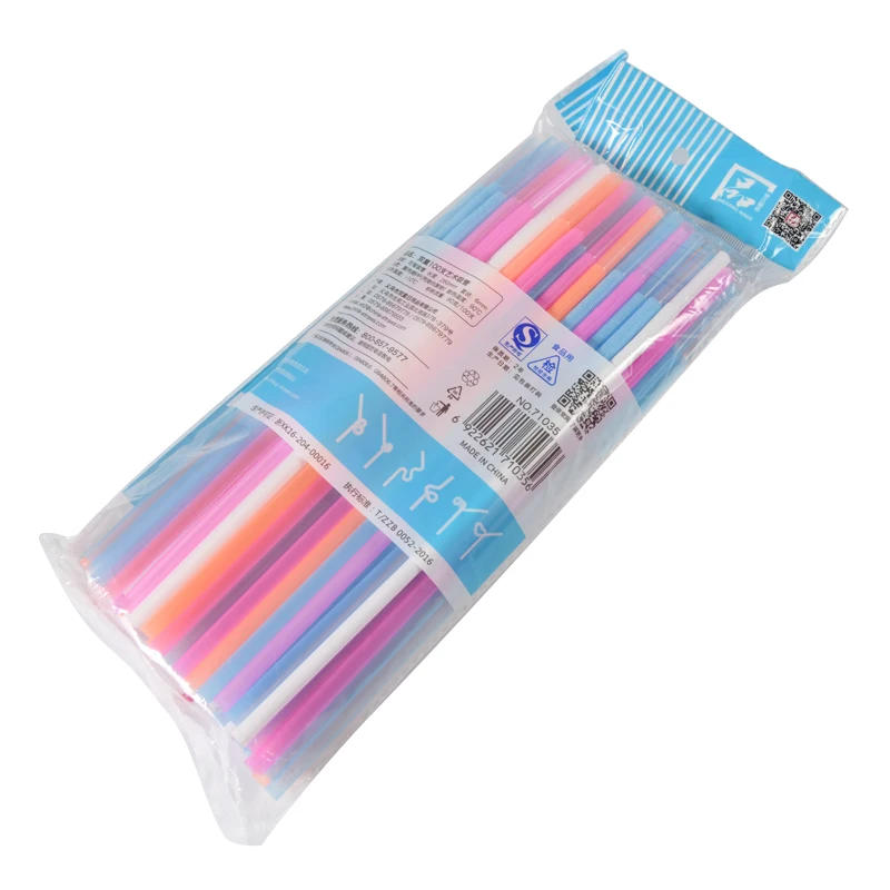 Description Picture 4 of item100Pcs Fluorescent Plastic Bendable  Beverage Straws Wedding Decor Mixed Colors Party Supplies Disposable straws
