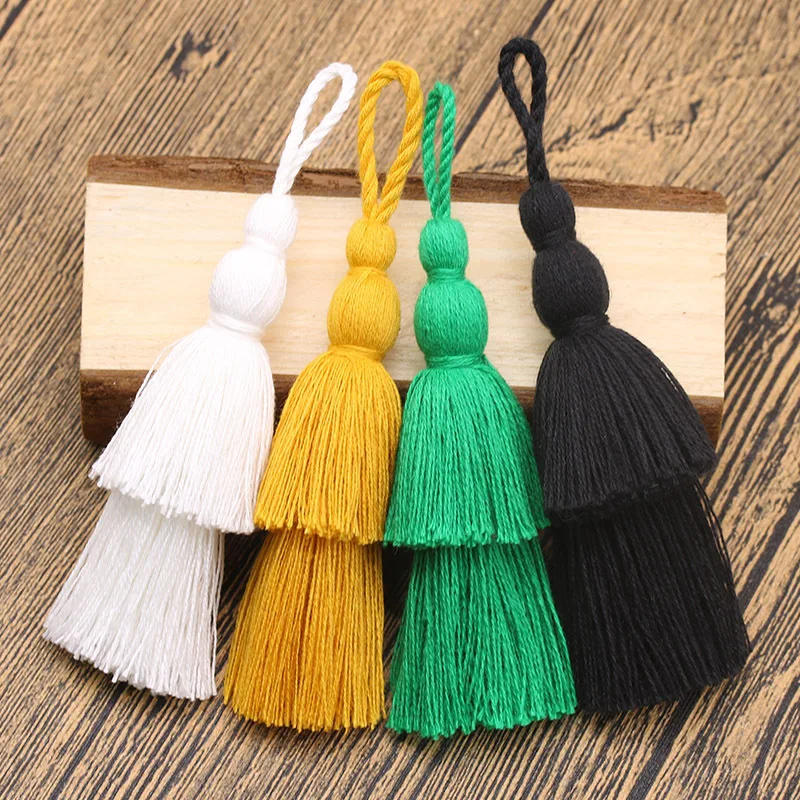 Description Picture 6 of item12cm Double Layers Tassel Fringe Hanging Rope Purl DIY Jewelry Craft Cotton Tree Shape Tassels Dangle Bags Cellphone Decoration