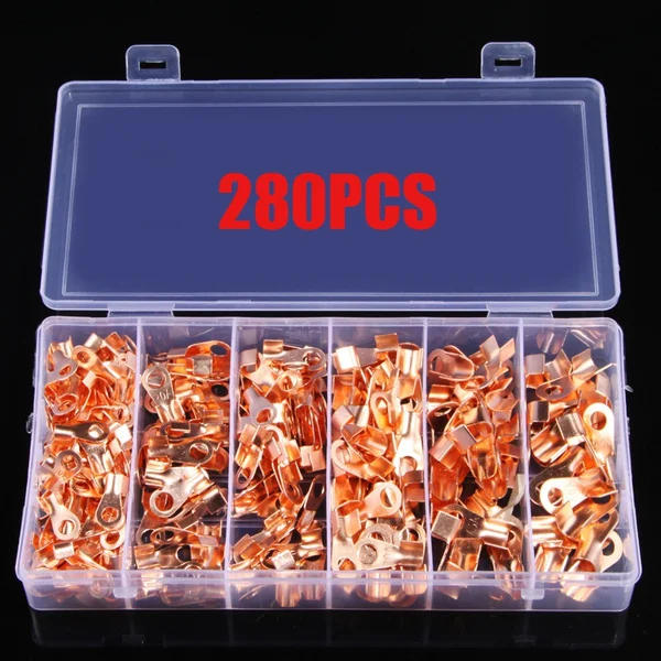 Description Picture 5 of item70/160/280/350PCS 10A-50A Open Crimp Ring Connector OT Cable Electrical Wire Terminal Copper Lugs Terminal Connectors Kit
