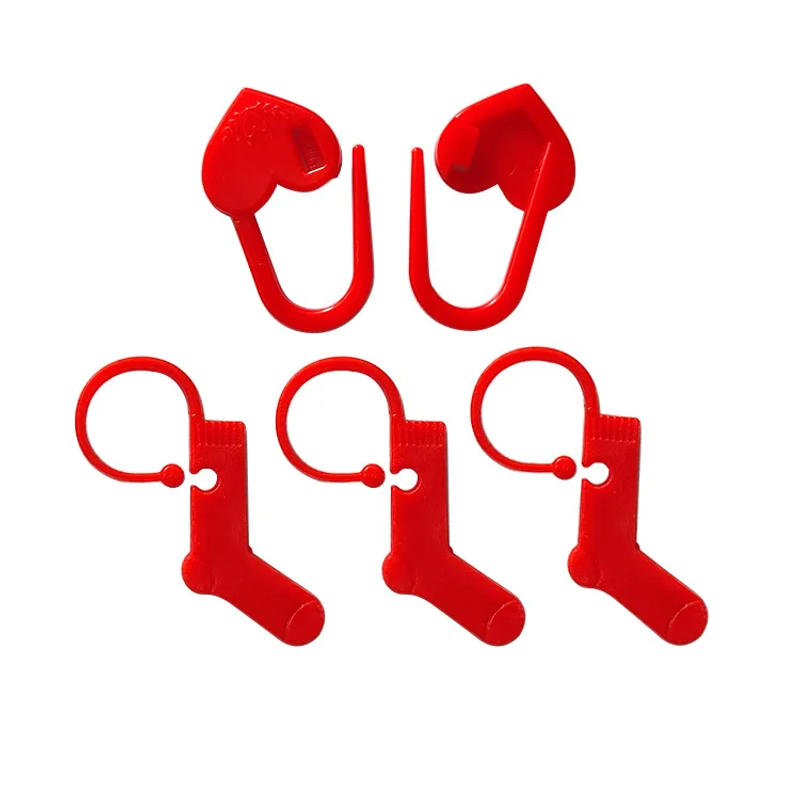 Description Picture 3 of item50/40/30pcs Locking Stitch Markers Heart sock Shaped Stitch Holder DIY Needle Arts Craft Knitting Crochet Weave Sewing Tools