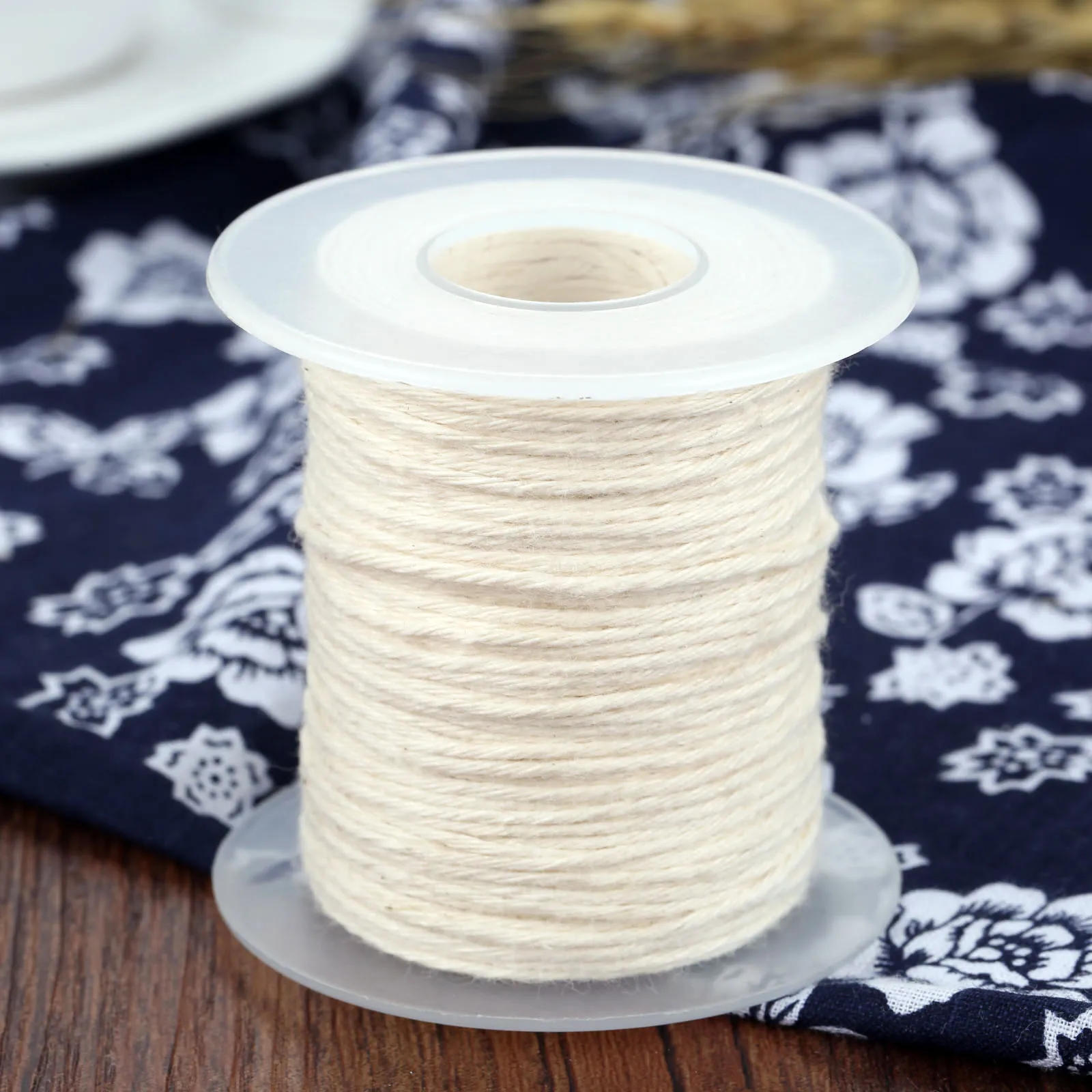 Description Picture 6 of item1 Roll 61m x 1mm Unwaxed Cotton Braid Candle Wick Spool of Cotton Woven Wick Core DIY Handmade Candle Making Waxed Accessories