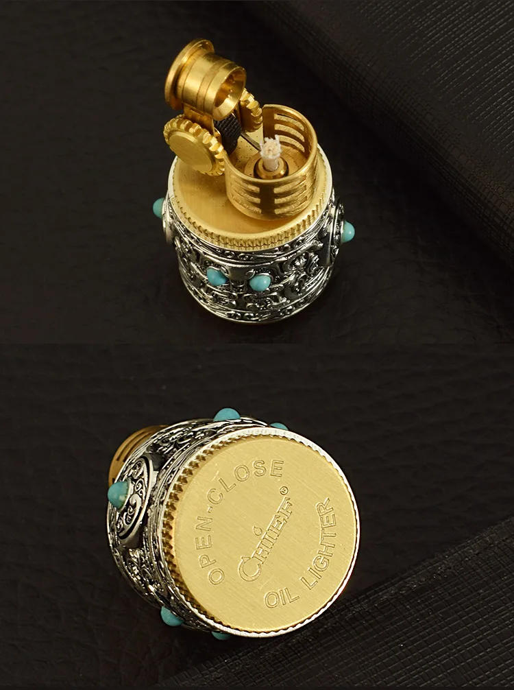 Description Picture 4 of itemNew Kerosene Lighter Collectible Silver Armor Chubby Portable Retro Creative Windproof Cigar Cigarette Accessories Men's Gift