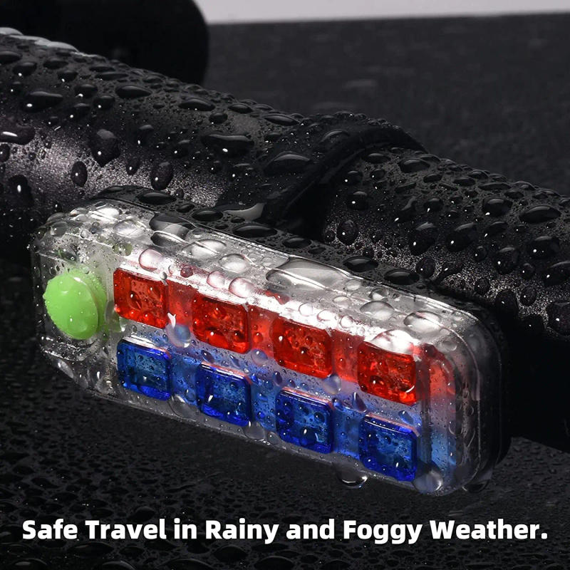 Description Picture 3 of itemBicycle Tail Light Safety Warning Red Blue Light Rechargeable Bike Rear Lights 8 LED Waterproof Outdoor MTB Cycling Taillight