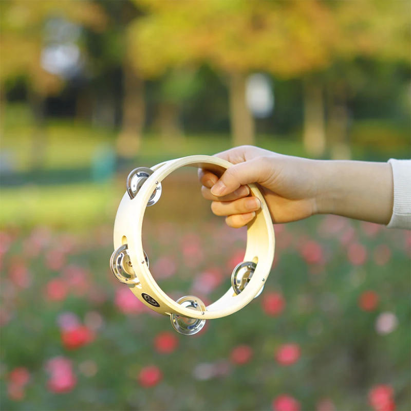 Description Picture 4 of item6 Inch Handbell Tambourine Metal Bell Wooden Rattle Ball Percussion Hand Bell Party Game Baby Toy Musical Instrument Kids Gift