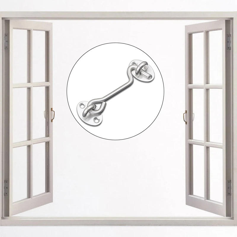 Description Picture 6 of itemDoor Bolt Stainless Steel Window Sliding Door Latch Cabin Hook And Eye Latch Lock Shed Gate Door Catch Silent Holder