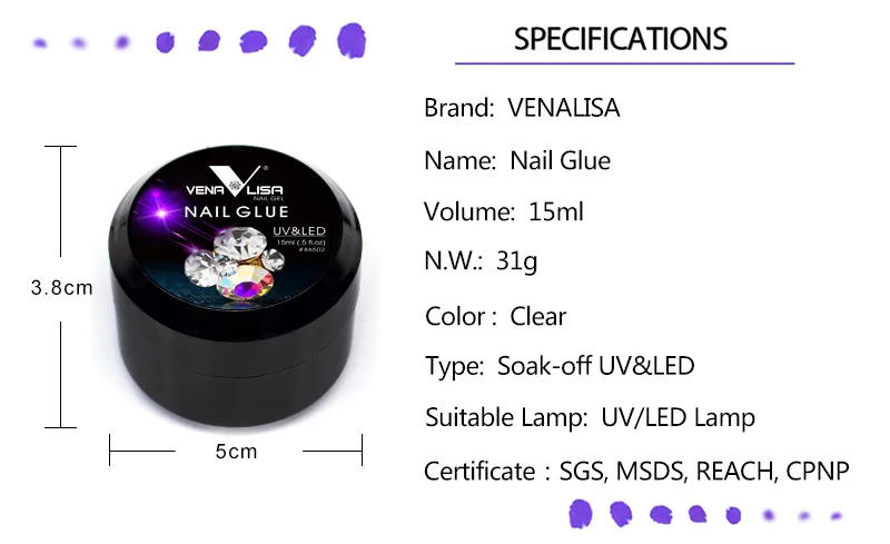 Description Picture 2 of itemVenalisa Factory Supplier Diamond Sticky Gel Super Texture Tranparent Clear Color Diamond Decoration Stick Nowipe Nail Glue