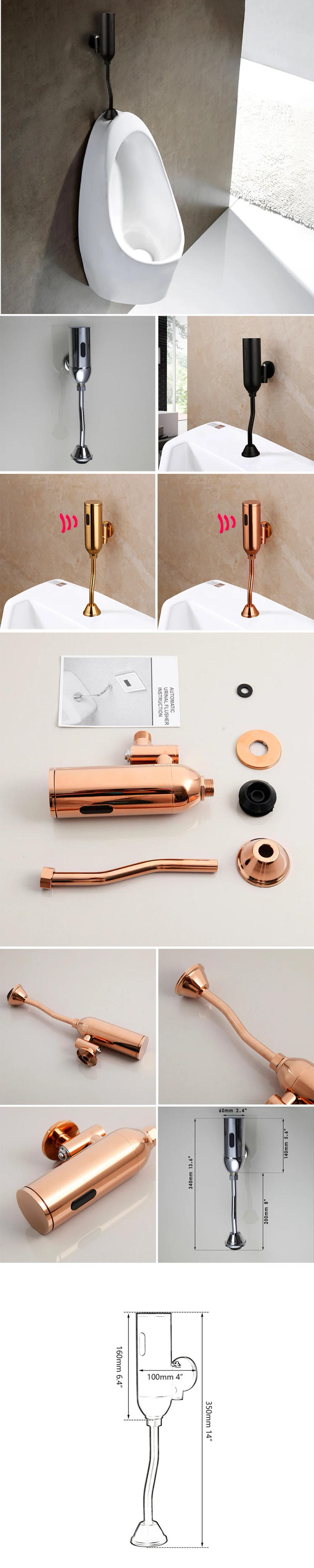 Description Picture 2 of itemToilet Automatic Sensor Urinal Faucet Induction Bathroom Flush Valve Sensor Urinal Wall Mounted Touch Faucet Urinal Taps