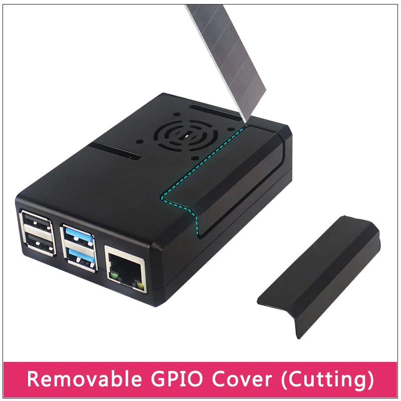 Description Picture 5 of itemRaspberry Pi 4 Model B ABS Case Black Transparent Plastic Shell Removable GPIO Cover with Cooling Fan for Raspberry Pi 4