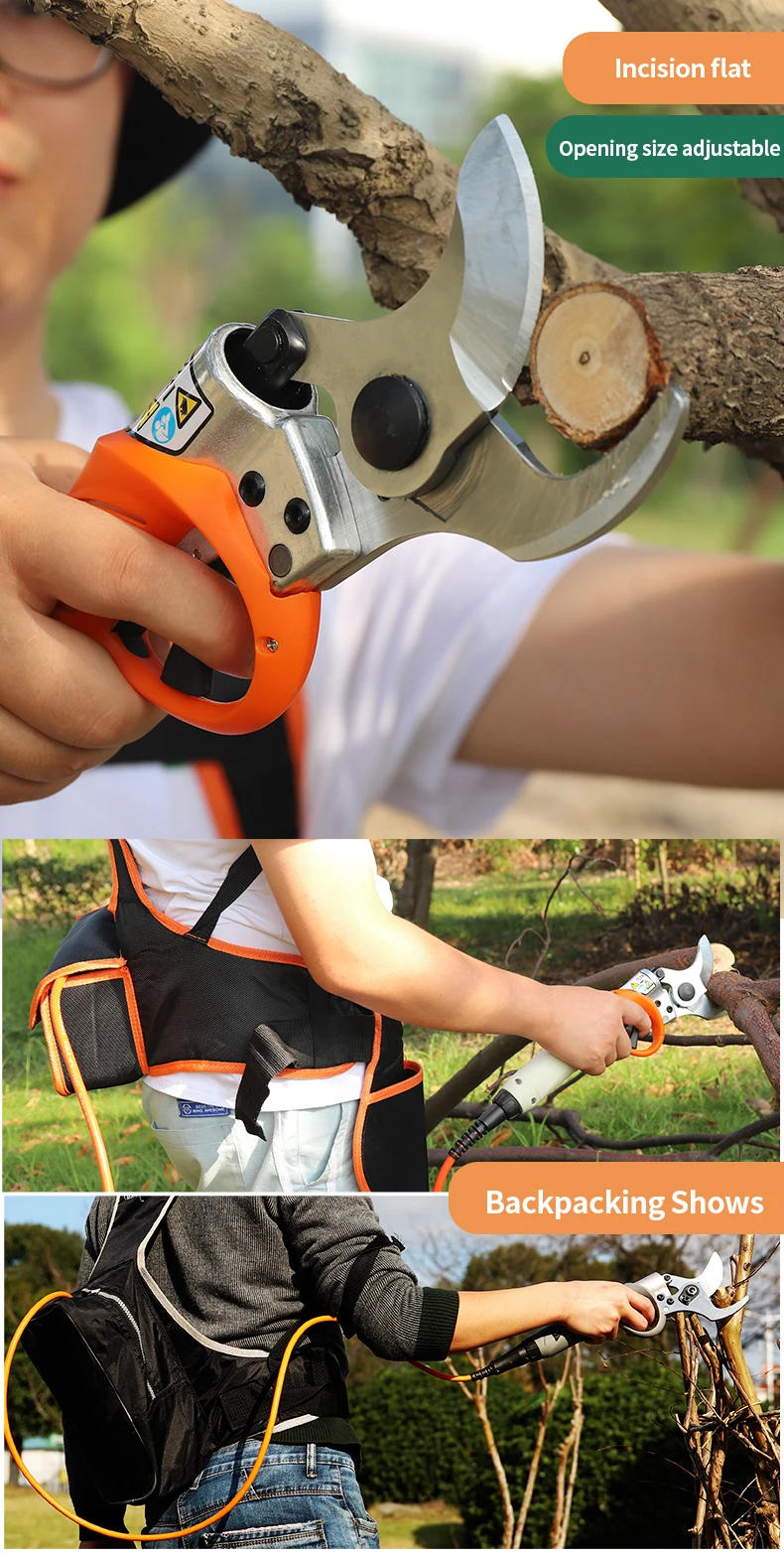 Description Picture 5 of itemFUJIWARA Electric Pruning Shears 36V Lithium Branches Scissors 0-45mm High Branch Hedge Trimmer Extension rod 1.2-1.8m