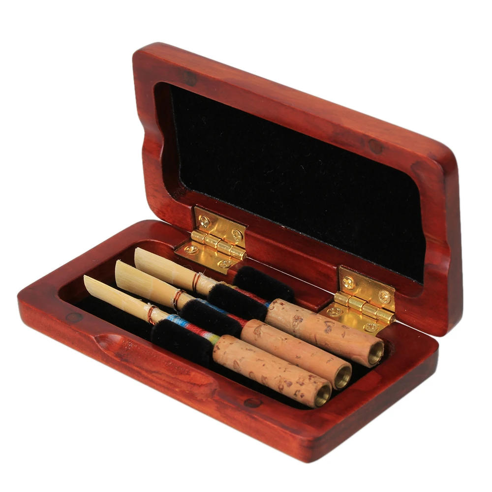 Description Picture 3 of itemWooden Oboe Reed Case Holds 3/6/10PCS Oboe Reeds Protector With Soft Velvet Red