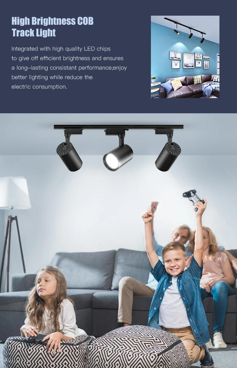 Description Picture 2 of itemWhole-Set Led Track Light Spotlights 220V COB Track Lamp 12W 20W 30W 40W Spot Led Rail Lighting For Shop Living Room Lamp