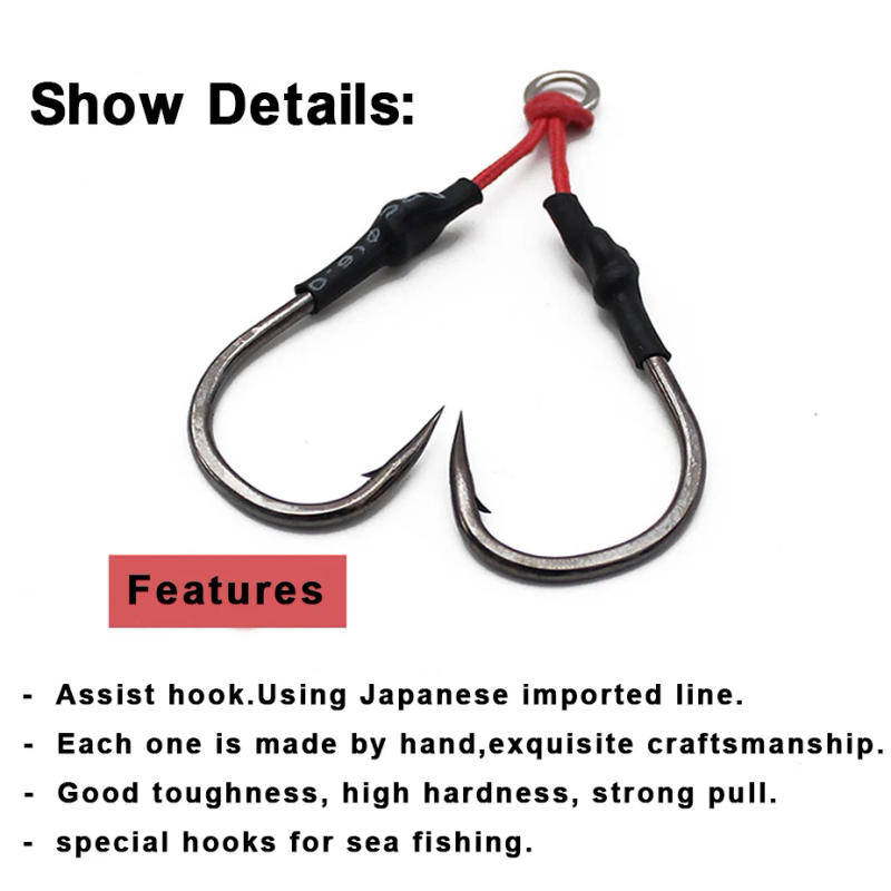 Description Picture 5 of itemFishing Accessories Hook Jigging Assist Hook High Carbon Steel Double Jig Fish Hook PE Line Tackle Angeln Zubehor Trolling Tools