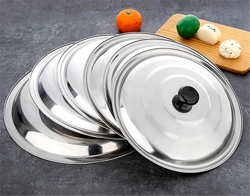 Description Picture 3 of itemFlat cover wok lid colver Cookware Round Stainless Steel Glass Lid For Frying Pan Cooking Pot Wok With Knob Kitchen food lid