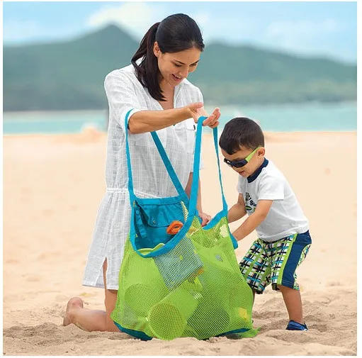 Description Picture 3 of itemOutdoor Beach Mesh Bag Children Sand Away Foldable Protable Kids Beach Toys Clothes Bags Toy Storage Sundries Organizers Bag
