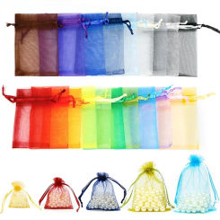 25/50pcs/lot Organza Gift Bag Jewelry Packaging Bag Wedding Party Goodie Packing Favors Cake Pouches Drawable Bags Present 70%