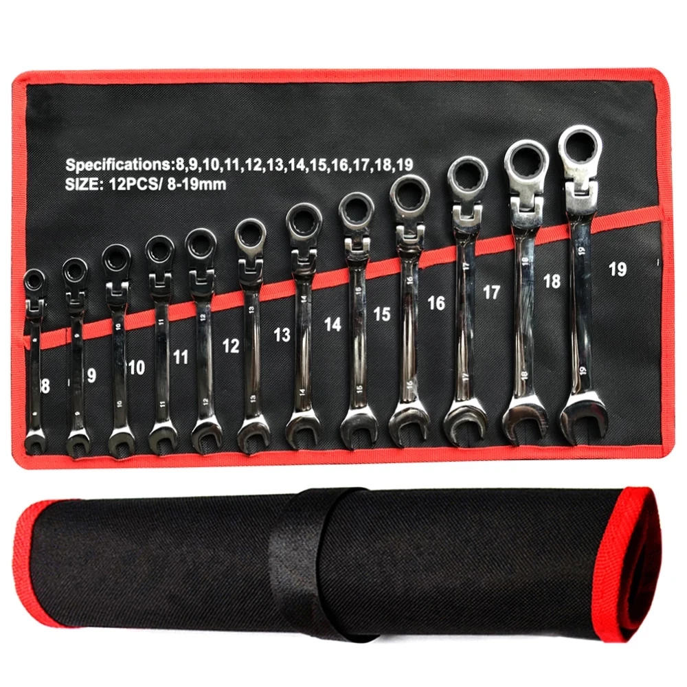 Description Picture 3 of item1 Pcs Metric Flex-Head Ratcheting Wrench , Chrome Vanadium Steel, Ratcheting Combination Wrench  Key Wrench for Car Maintenance