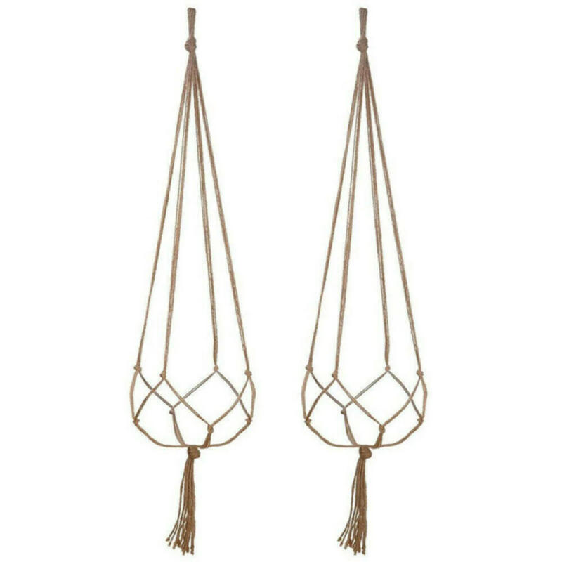 Description Picture 4 of item6pc Vintage Rope Basket Handmade Macrame Flower Pot Net Bag Home Pastoral Decor Plant Hanging Basket Knotted Rope Plant Holders