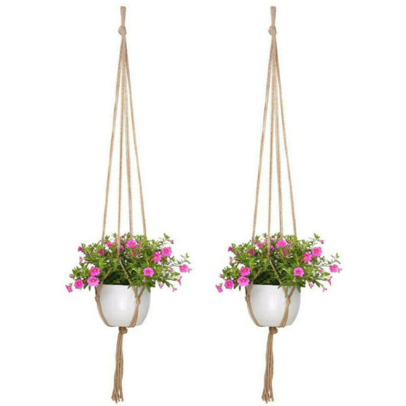 Description Picture 5 of item6pc Vintage Rope Basket Handmade Macrame Flower Pot Net Bag Home Pastoral Decor Plant Hanging Basket Knotted Rope Plant Holders