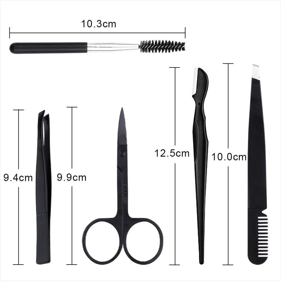 Description Picture 5 of item4/6/8/11Pcs Professional Eyebrow Trimmer Set Scissors Tweezers Eyebrow Scraping Comb Clip Forceps Cosmetic Eyebrows Makeup Tools