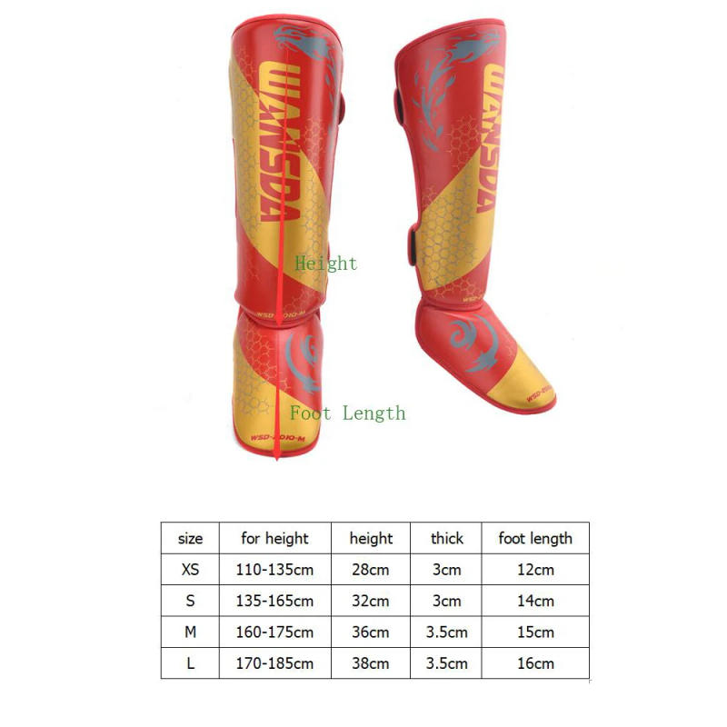 Description Picture 2 of itemChildren Adults Kickboxing Boxing Muay Thai Boxing Shin Guards Ankle Foot Protection Shield Martial Arts Training Equipment DEO