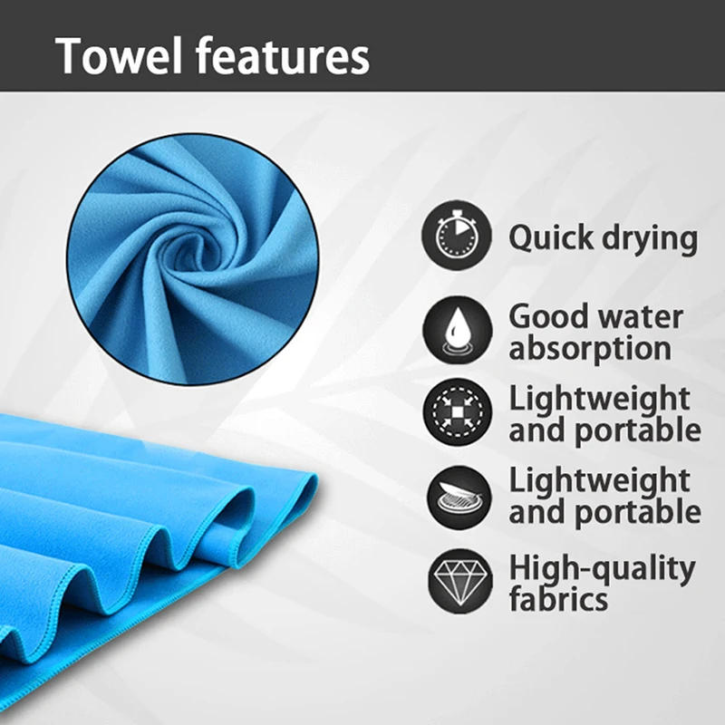 Description Picture 6 of itemJogging Sports Microfiber Quick Drying Pocket Portable Ultra Light Absorbent Towel Swimming Pool Gym Fitness Yoga Beach Towel