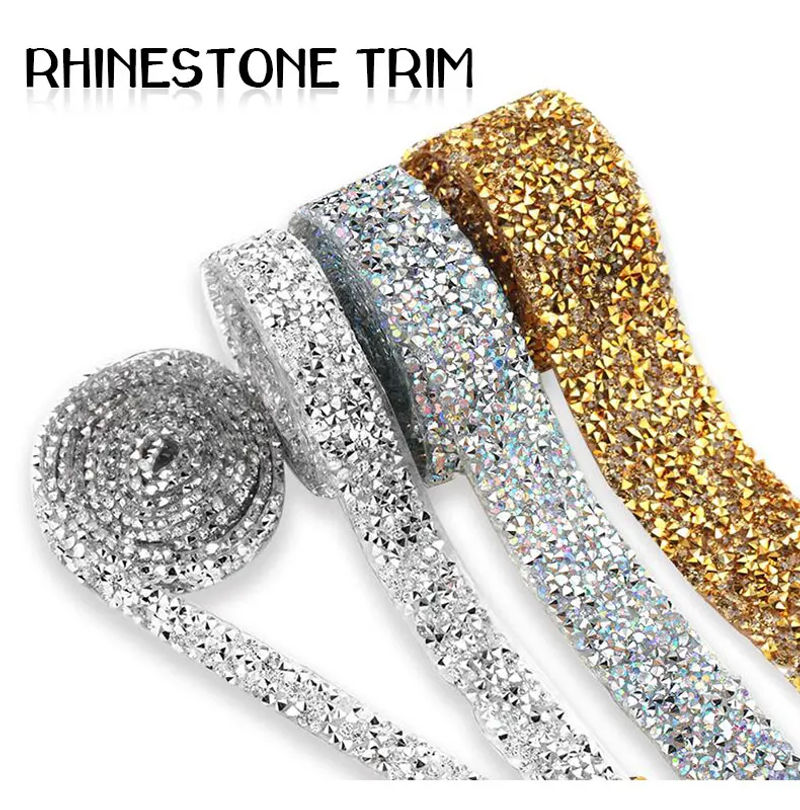 Description Picture 5 of item1 Yard Sewing Trim Crystal Motif Strass Hot Fix Rhinestone Tape Applicator Ribbon With Rhinestones Iron On Appliques For Dresses