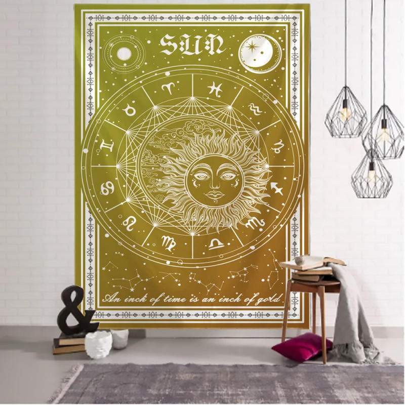 Description Picture 4 of itemSun Moon Phase Tarot Tapestry Wall Hanging Psychedelic Witchcraft Tapiz Hippie Dormitory Living Room Home Decor