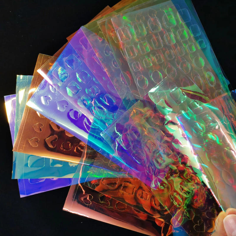 Description Picture 5 of item11pcs Aurora Glass Nail Foil Sticker Ice Cube Broken Glass Paper Iridescent Nail Film Decals Chameleon Reflective Nail Stickers