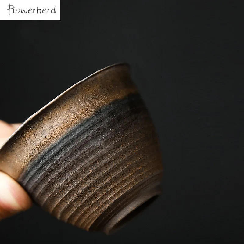 Description Picture 6 of itemJapanese Style Gilt Ceramic Tea Cup Teaware Kung Fu Tea Set Cup Retro Home Tea Bowl Tea Cup Set