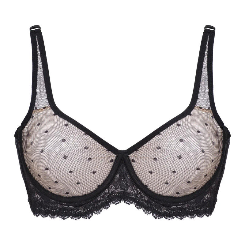 Description Picture 5 of itemYBCG Nude Bra Unlined Hollow Mesh Lace Lingerie Full Coverage Underwire Bras for Women Plus Size Bralette See Through Underwear